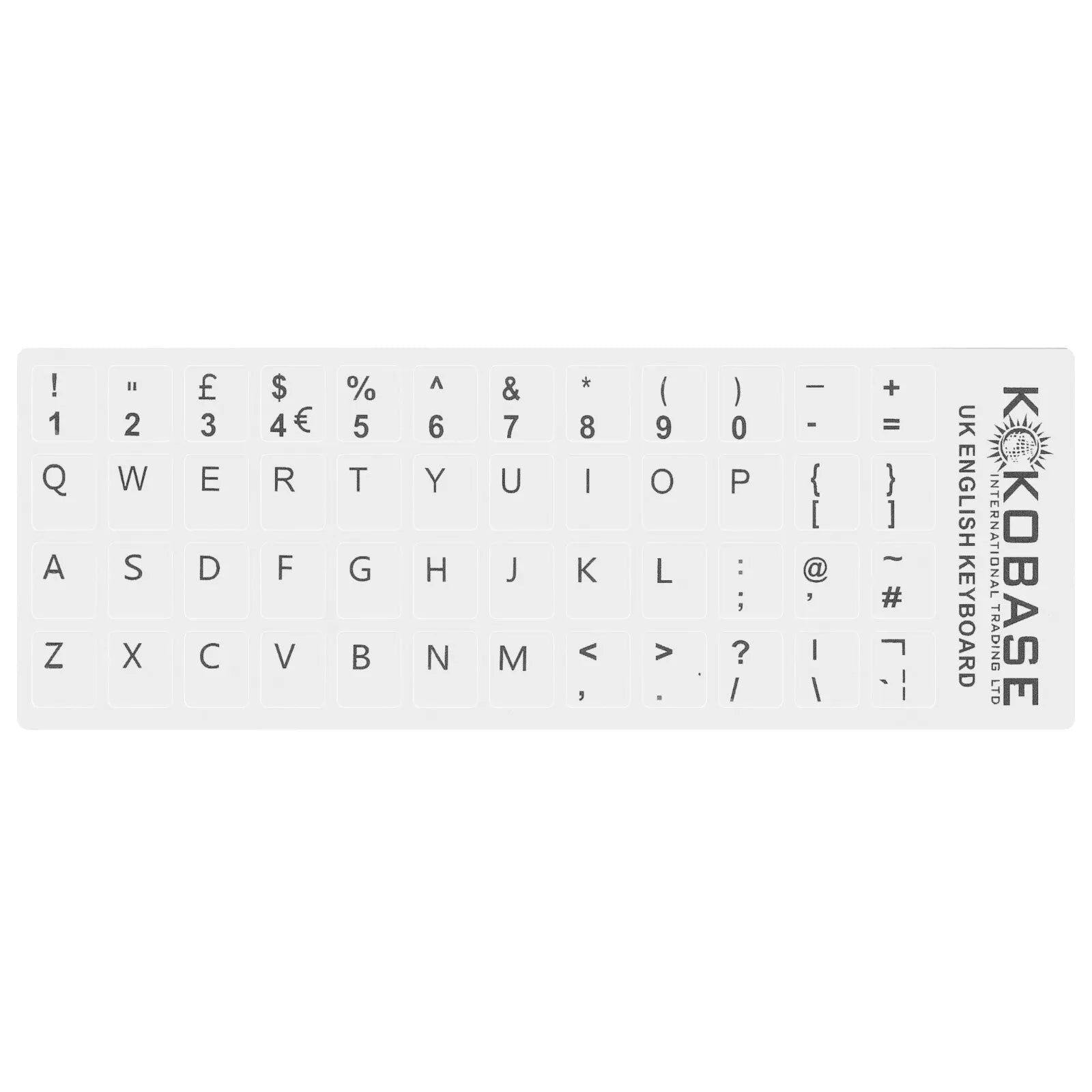 Kokobase® Qwerty English Keyboard Stickers - Self-adhesive UK British Layout Stickers Kokoboase White