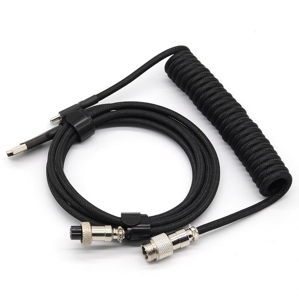 Custom Coiled Mechanical Keyboard Cable Components Custom Keyboards UK Black