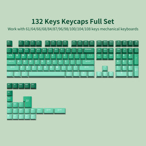 132 Keys Double Shot PBT Keycaps Keycaps Custom Keyboards UK 132 Gradient green