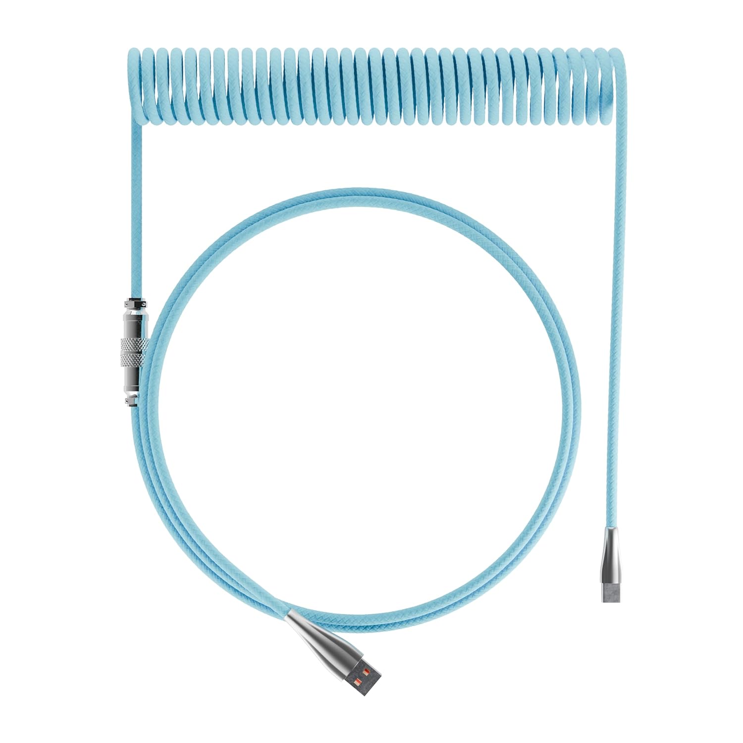 Custom Keyboard Coiled USB-C Cable  Custom Keyboards UK Blue  