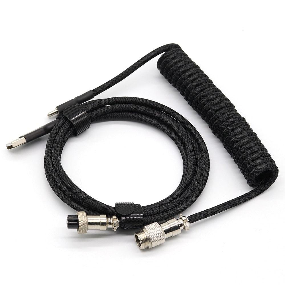 Custom Coiled Mechanical Keyboard Cable Components Custom Keyboards UK Black  