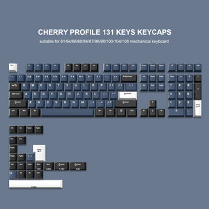 132 Keys Double Shot PBT Keycaps 0 Custom Keyboards UK 131 Blue & Black  